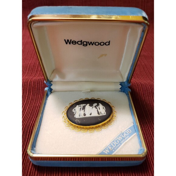 Vintage Wedgwood Van Dell Jasper Wear 12 Karat Gold Filled Cameo Brooch Pin - Picture 3 of 10